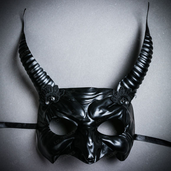 Goblin Devil Long Horn Eyes Mask - Black - Picture 2 of 10